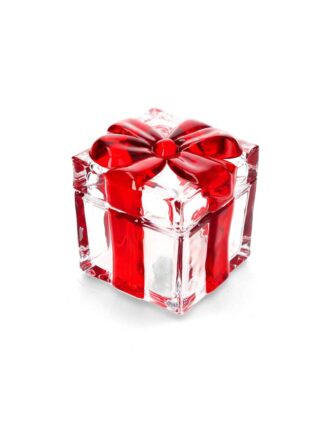 skål med lock glas julklapp röd 11x12cm