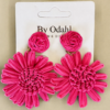 Örhängen Blomma Cerise Bast 6cm
