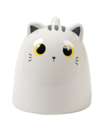 mugg keramik katt vit 9x12,5x10cm