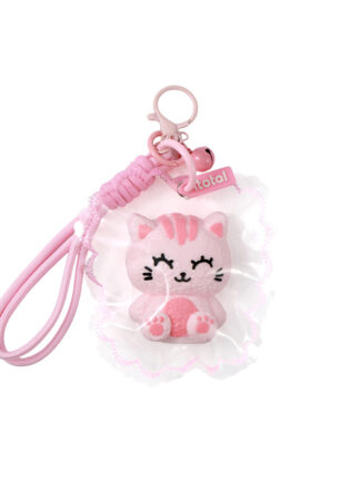 Rosa katt nyckelring – JellyPop 10x11x2,9 cm
