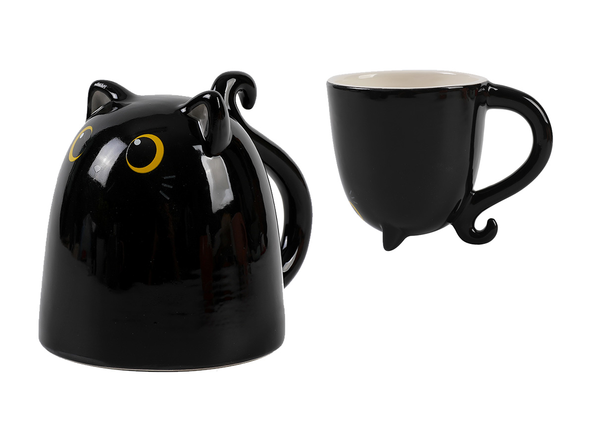 mugg keramik katt svart