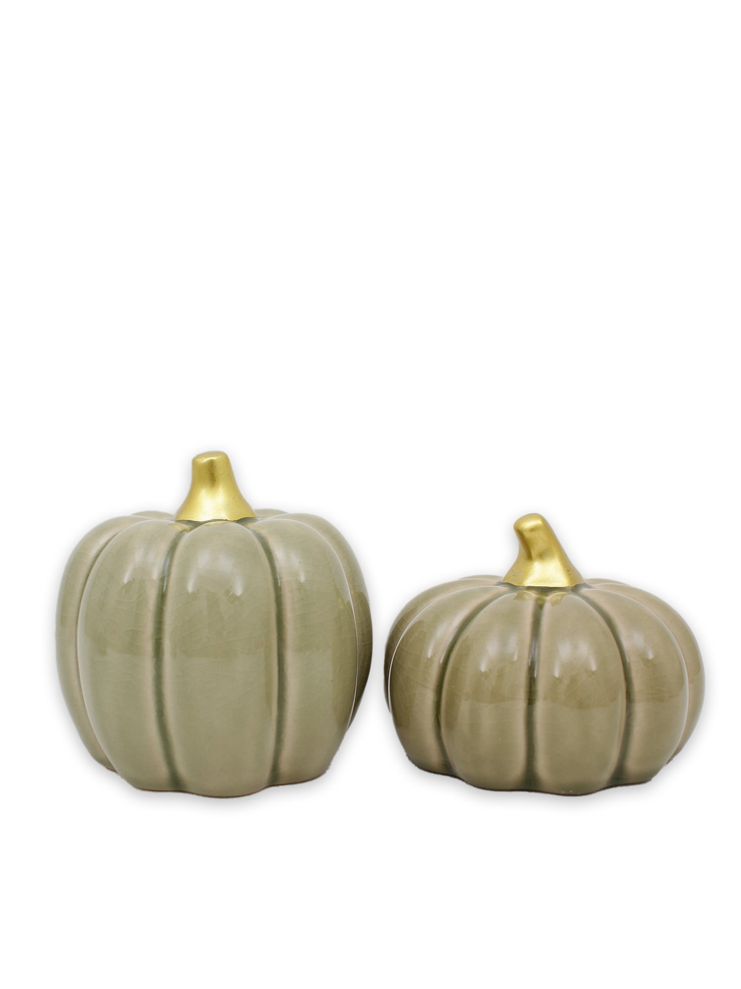 sagegrön pumpa med räfflad form och guldfärgat skaft