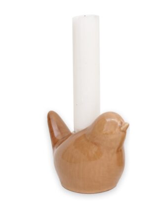ljusstake fågel nougat 9.5x6.5cm