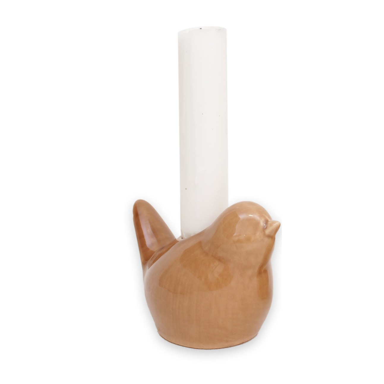 ljusstake fågel nougat 9.5x6.5cm