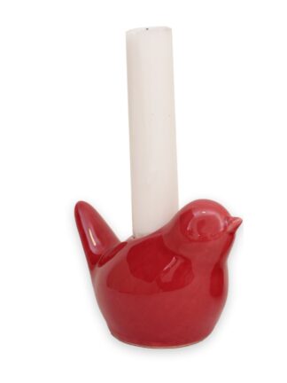 ljusstake fågel hallon 9.5x6.5cm