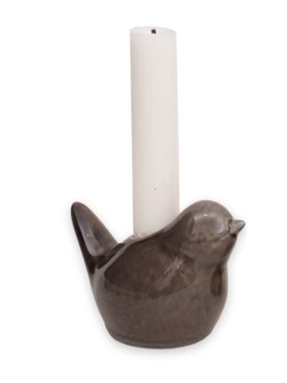 ljusstake fågel grå 9.5x6.5cm