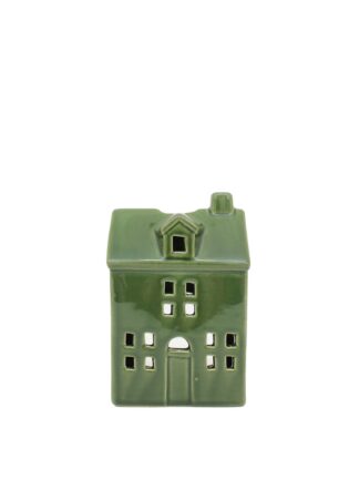 ljuslykta hus led grön m 8x7x13cm