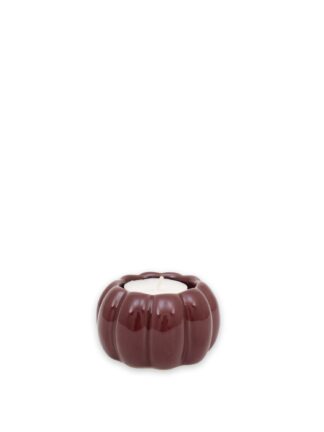 auberginefärgad pumpa ljuslykta med rundad form