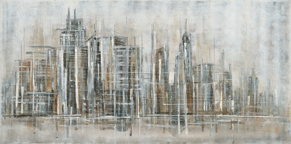 new york abstrakt — handmålad akryl på duk, 70×140 cm
