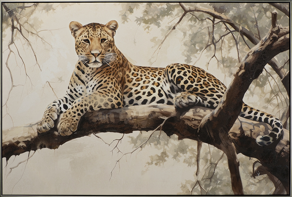vilande leo — handmålad akryl på duk, 82,5×122,5 cm