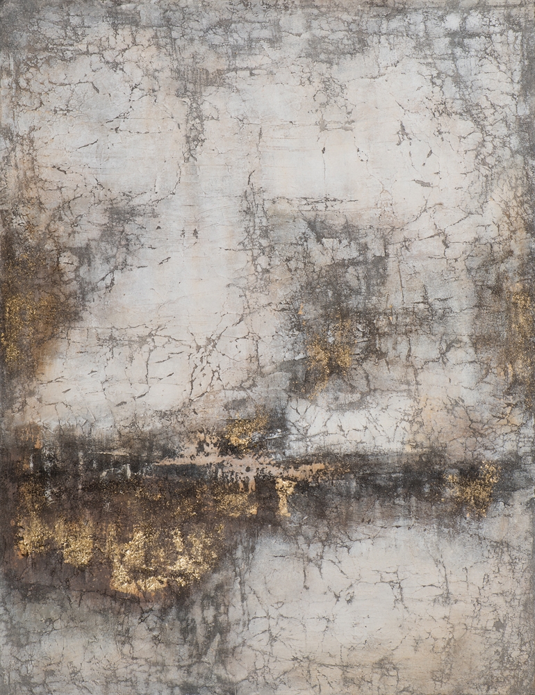 abstrakt färgkomposition i beige — handmålad akryl på duk, 115×150 cm