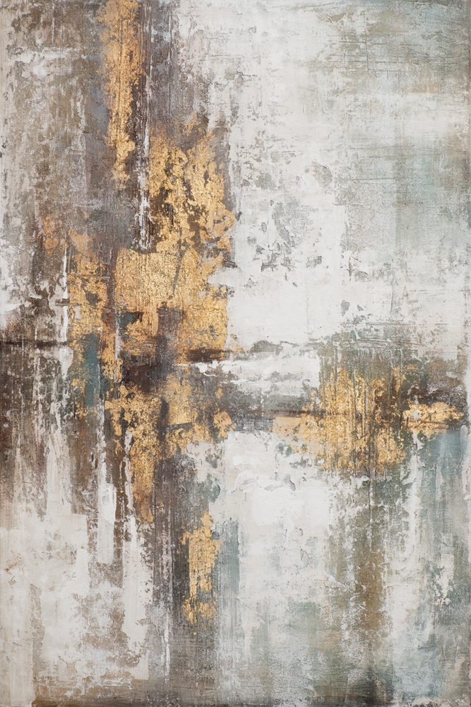 abstrakt färgkomposition i beige — handmålad akryl på duk, 100×150 cm