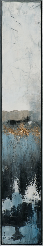 smal färgspegling — handmålad akryl på duk, 27×152 cm