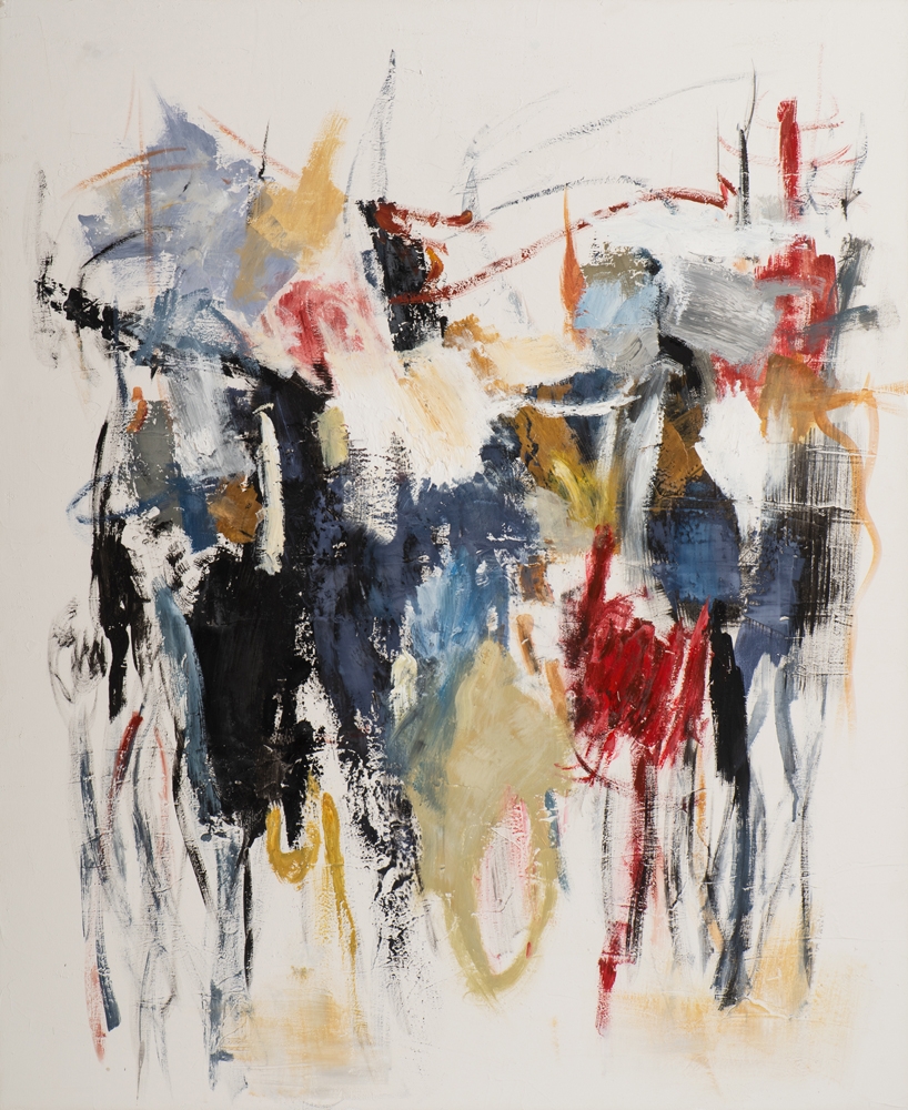 färgernas spel — handmålad akryl på duk, 115×140 cm