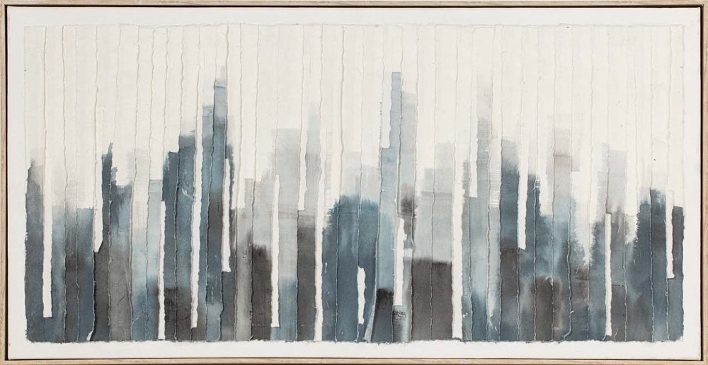 blå skyline — handmålad akryl på duk, 60×120 cm