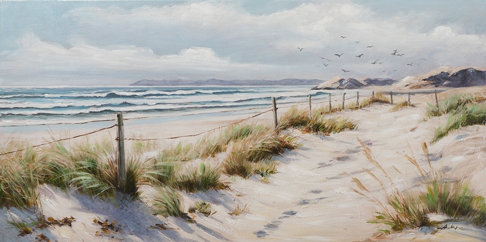 havblick! — handmålad akryl på duk, 60×120 cm