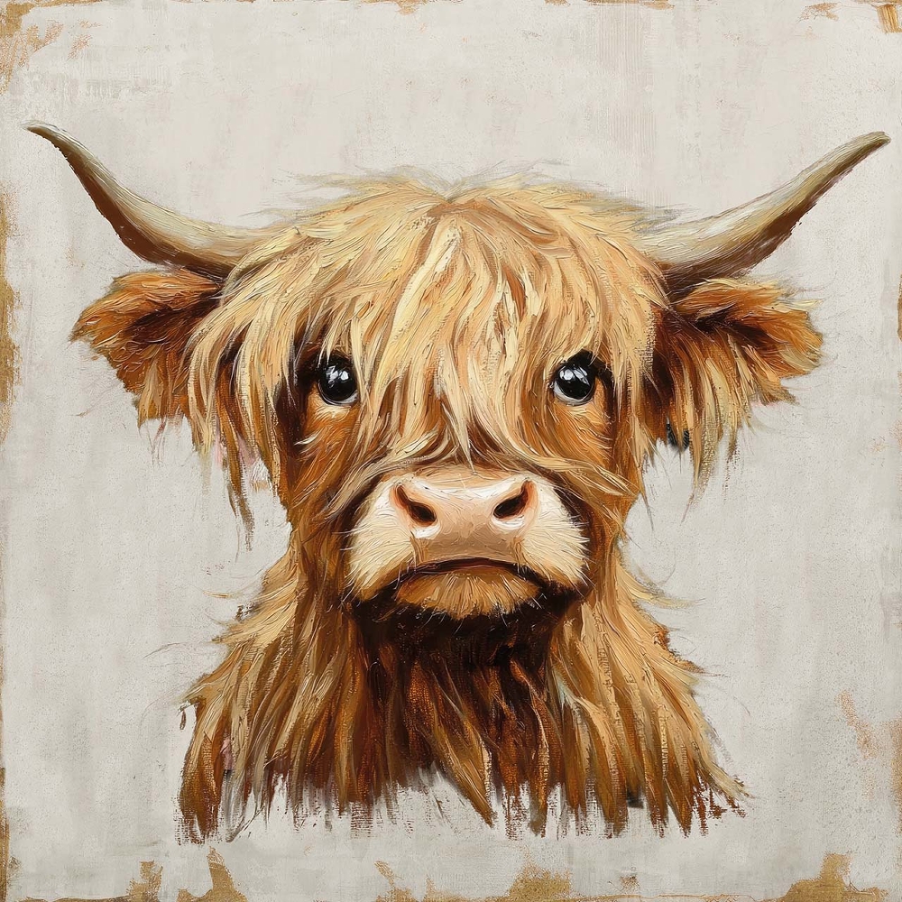 boskap — handmålad akryl på duk, 60×60 cm