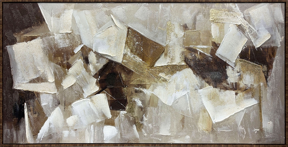 skuggor och sand — handmålad akryl på duk, 70×140 cm