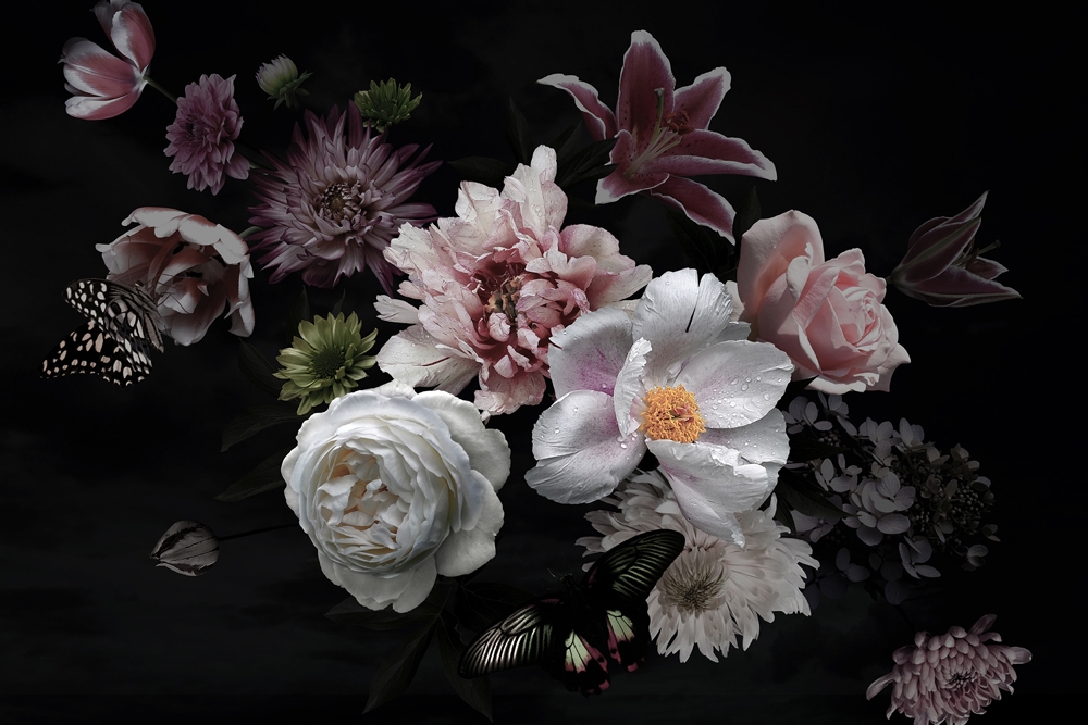 vacker blomsterbukett ii — tryck på aluminium, 80×120 cm