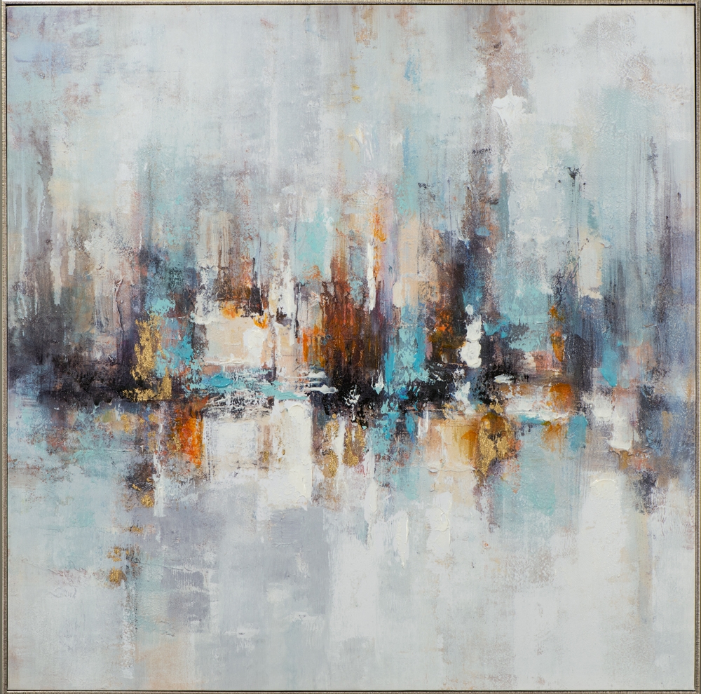 eld och is — handmålad akryl på duk, 100×100 cm