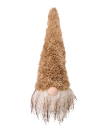 brun tomte med hög lurvig hatt och långt skägg