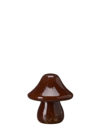 brun glassvamp med toppig hatt och blank yta