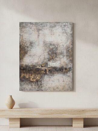 Abstrakt färgkomposition i Beige — handmålad akryl på duk, 115×150 cm