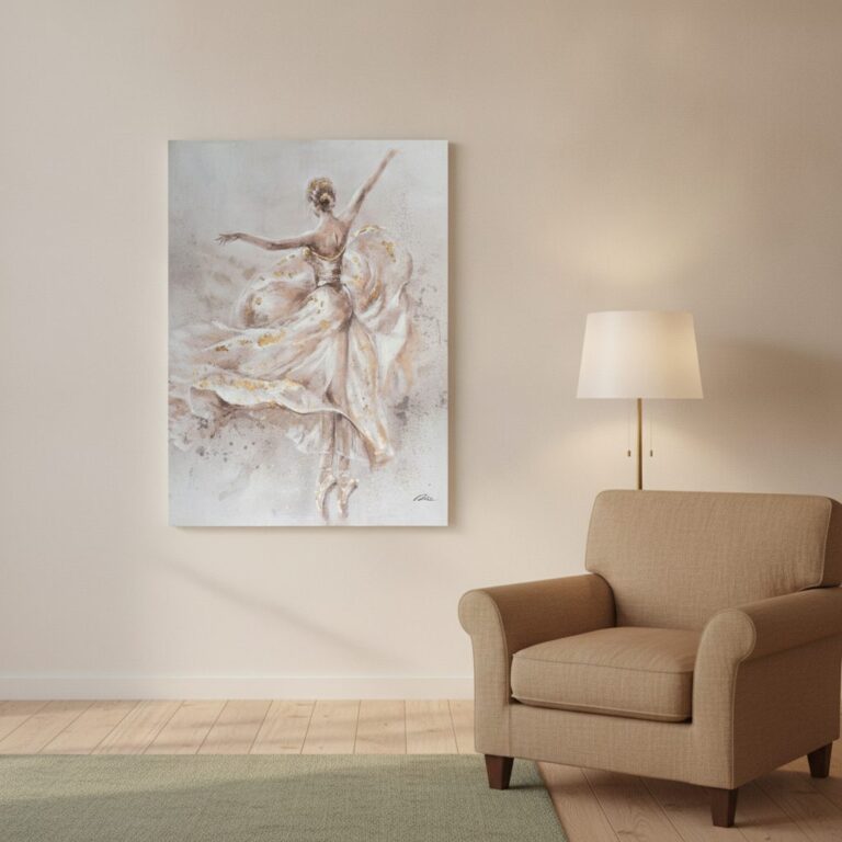 Ballerina — handmålad akryl på duk, 90×120 cm