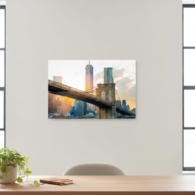 Brooklyn Bridge 2 — tryck på aluminium, 80×120 cm