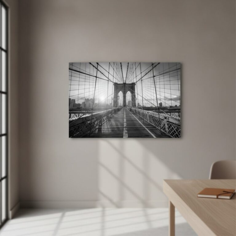 Brooklyn Bridge — tryck på aluminium, 80×120 cm