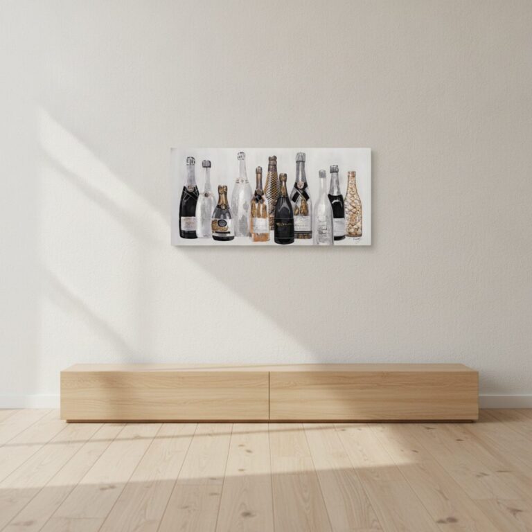Bubbelfest II — handmålad akryl på duk, 60×120 cm