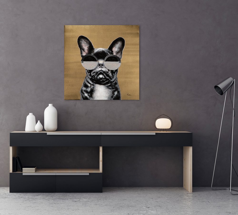 cool hund — uppsatt i ett rum