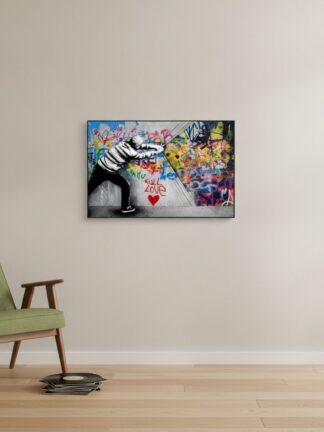 Dragkamp — handmålad akryl på duk, 80×120 cm