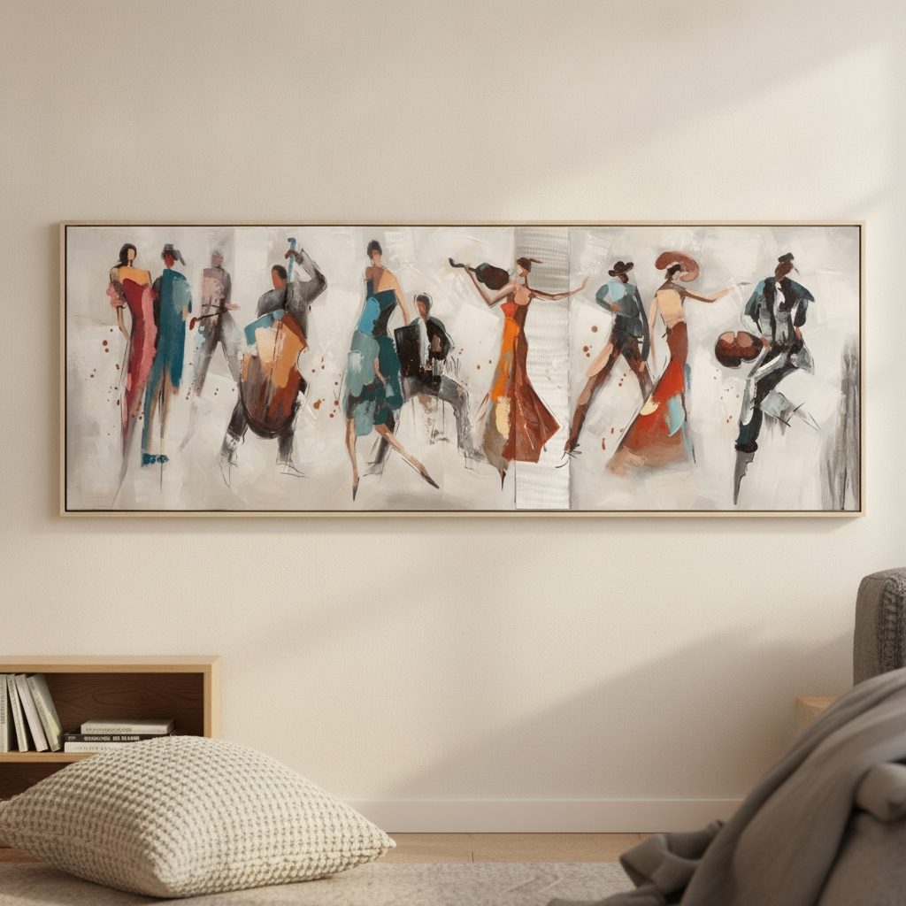 eldig tango — handmålad akryl på duk, 52,5×152,5 cm