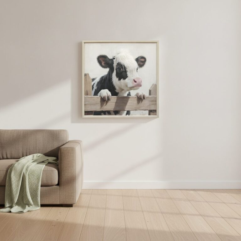 En blick ut — handmålad akryl på duk, 60×60 cm