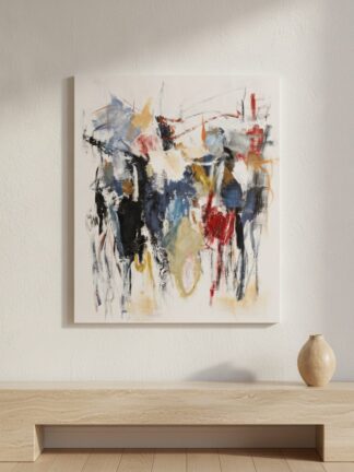 Färgernas spel — handmålad akryl på duk, 115×140 cm