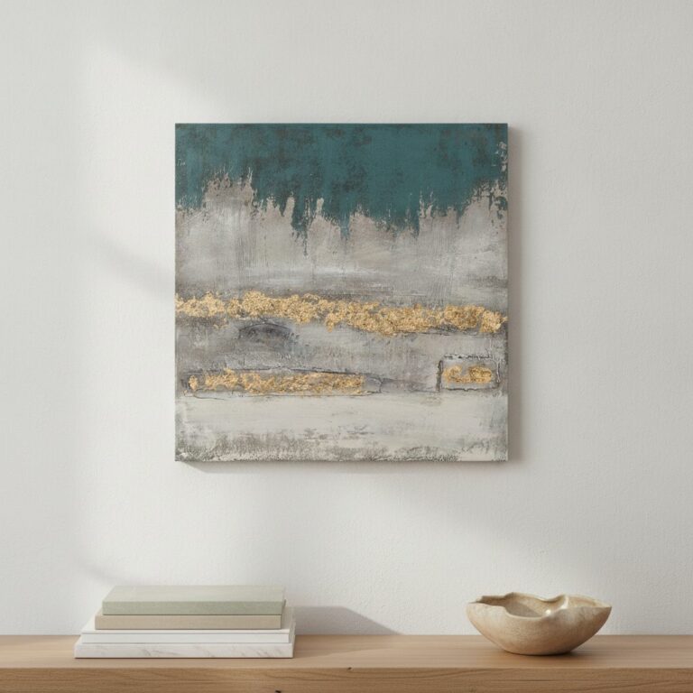 Glödande siluett i Turkos — handmålad akryl på duk, 70×70 cm