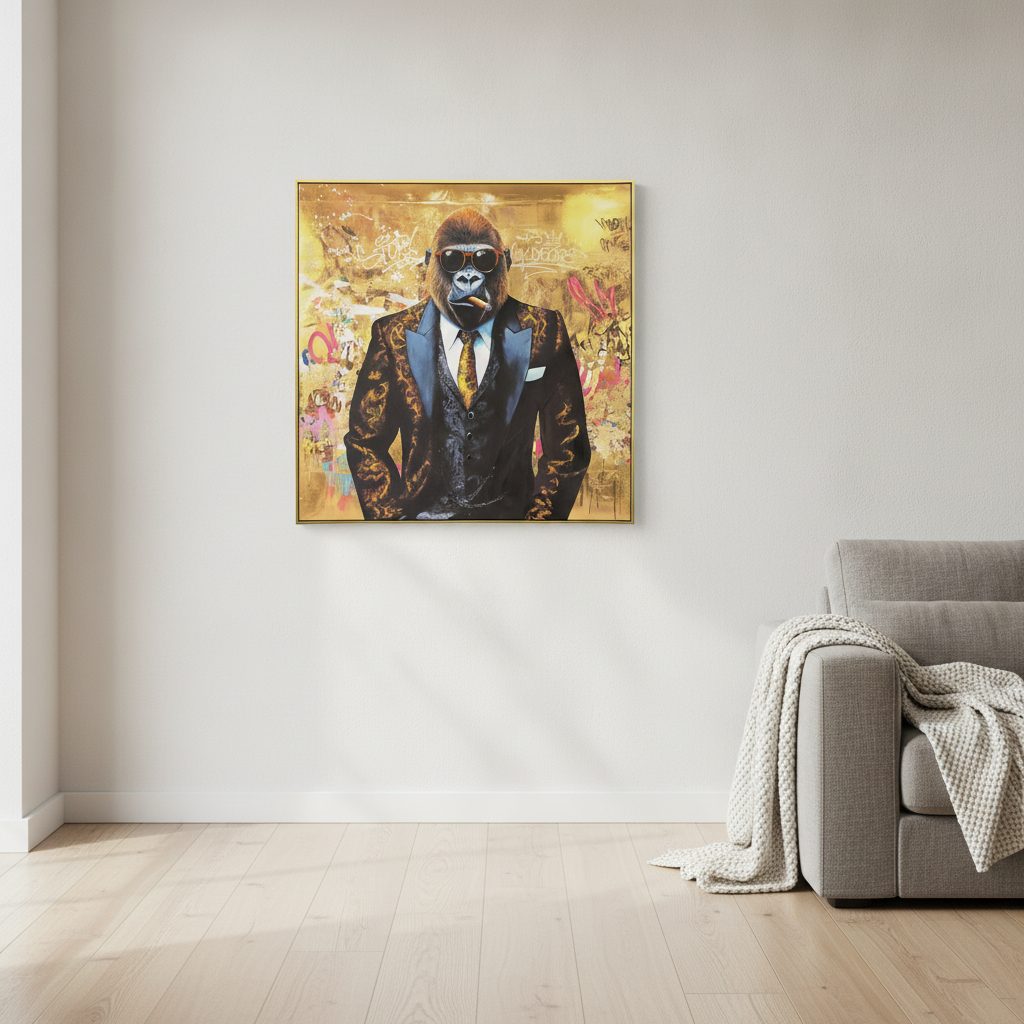 gorilla style — handmålad akryl på duk, 100×100 cm