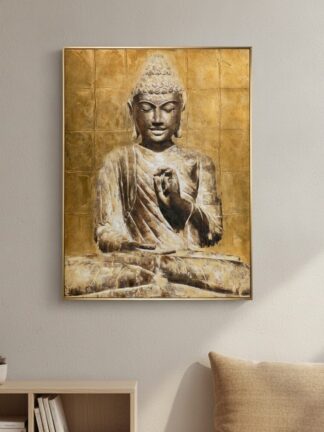 Gyllene Buddha — handmålad akryl på duk, 92,5×122,5 cm