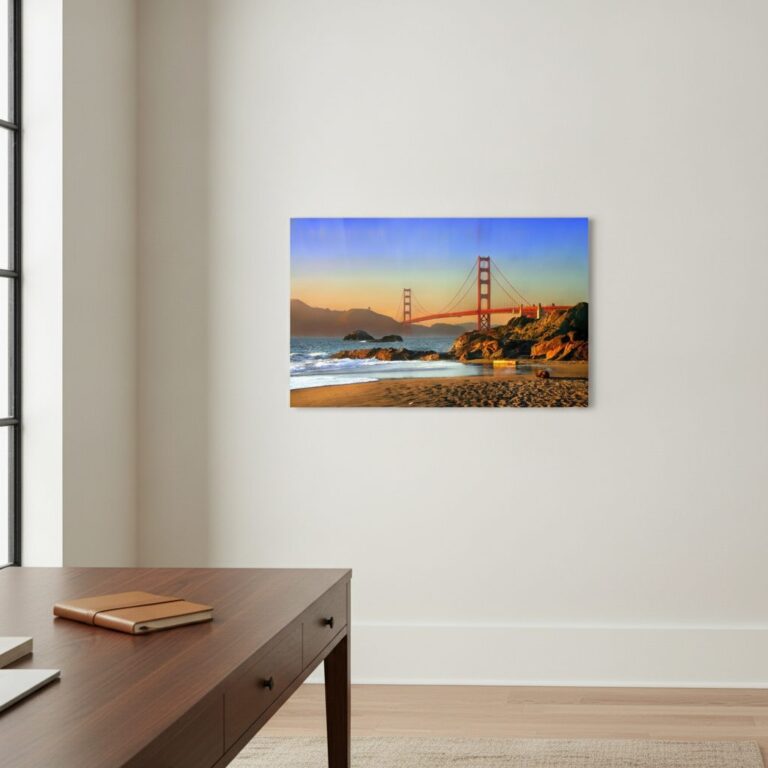 Gyllene port — tryck på aluminium, 80×120 cm