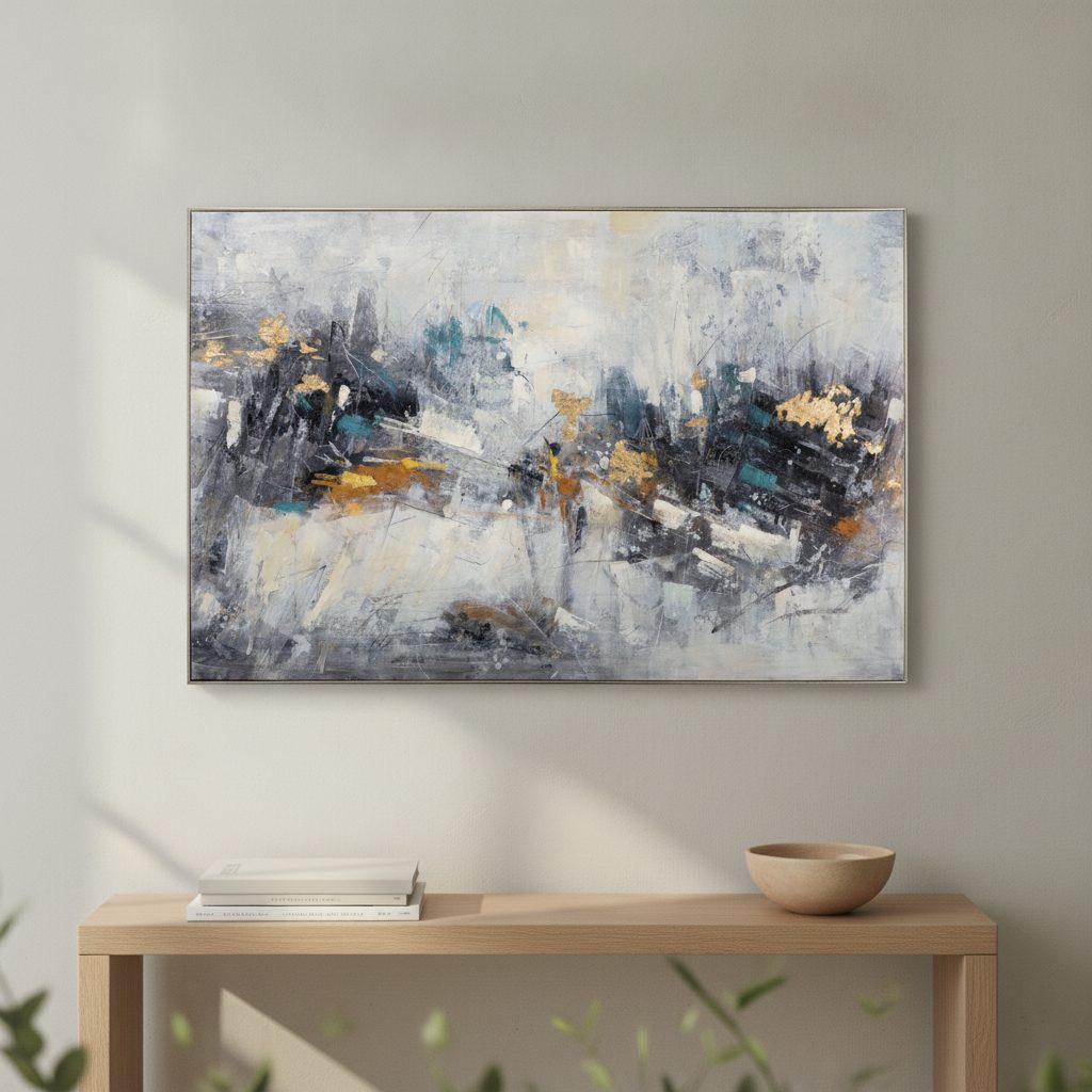 isguld — handmålad akryl på duk, 100×150 cm