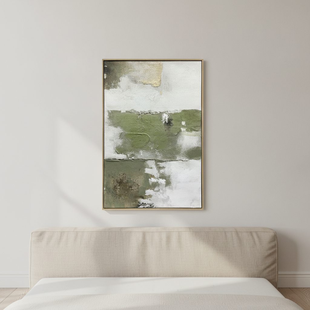 jord och sten — handmålad akryl på duk, 80×120 cm