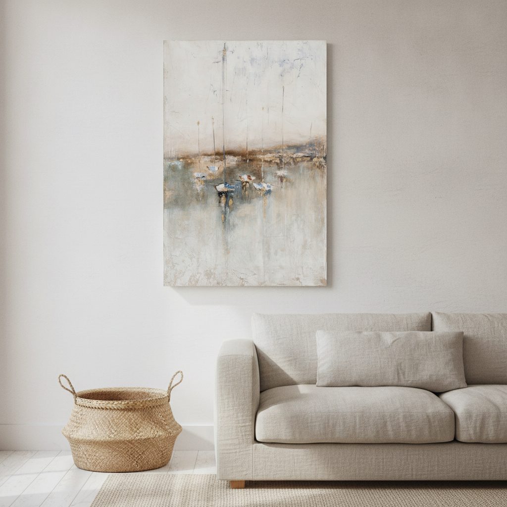 längtan bort — handmålad akryl på duk, 60×90 cm