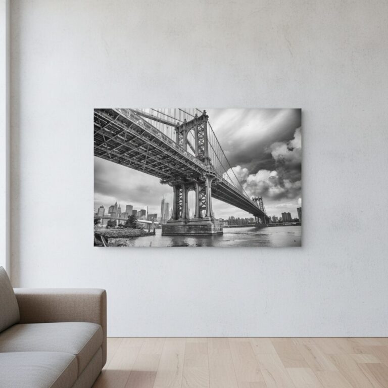 Manhattan Bridge — tryck på aluminium, 80×120 cm