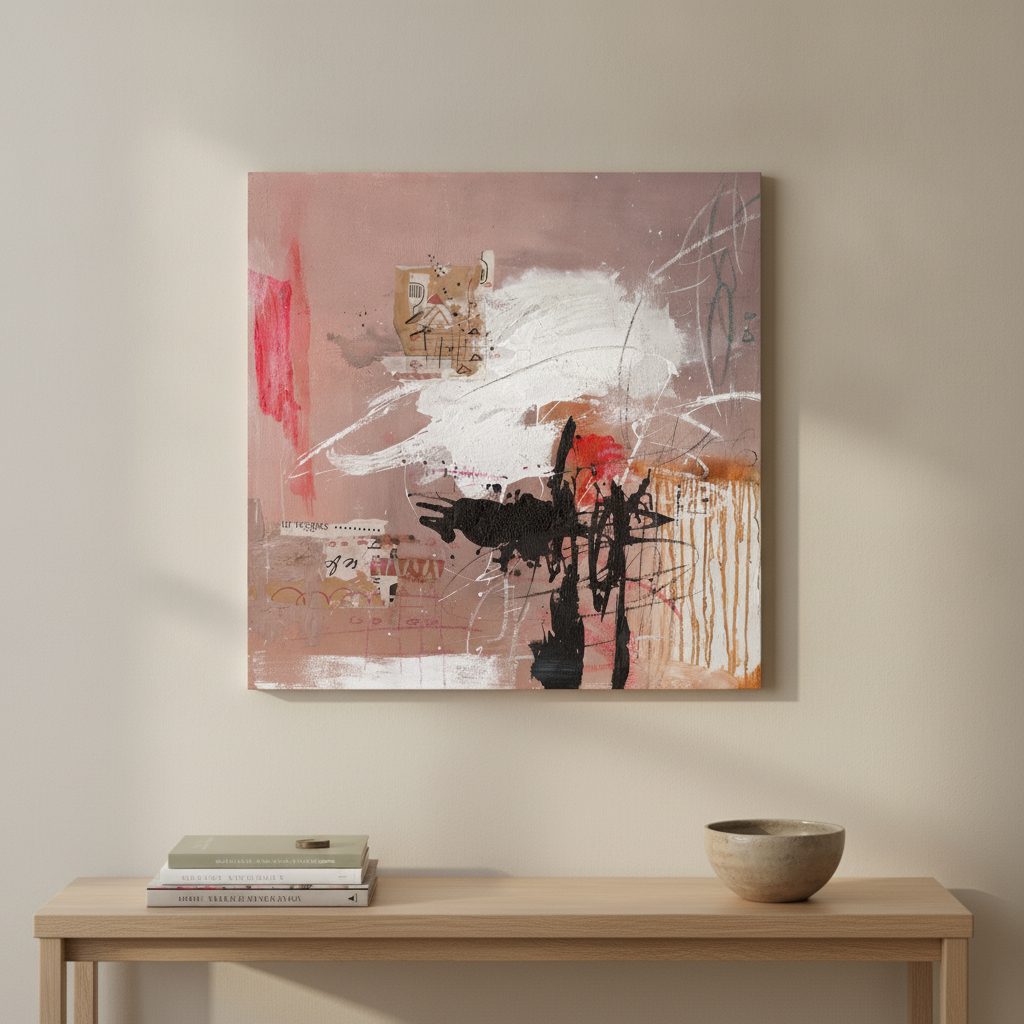 natur reflektionen — handmålad akryl på duk, 100×100 cm