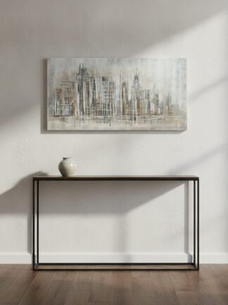 New York abstrakt — handmålad akryl på duk, 70×140 cm