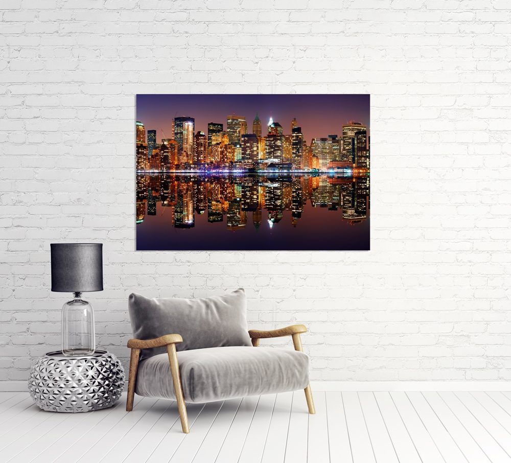 new york skyline — uppsatt i ett rum