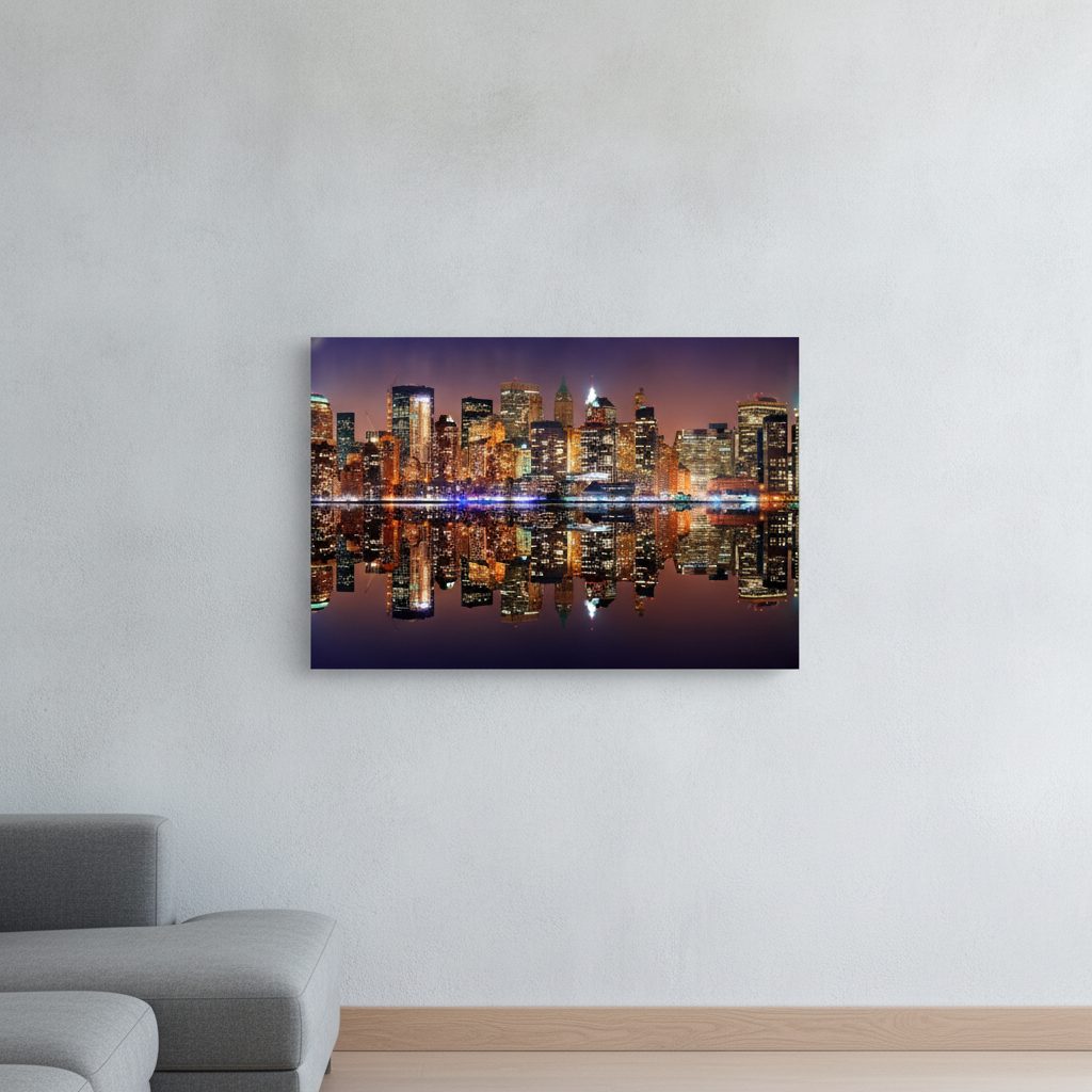 new york skyline — tryck på aluminium, 80×120 cm