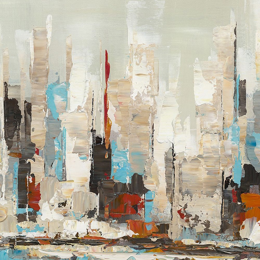 orange & teal skyline — närbild på ytan