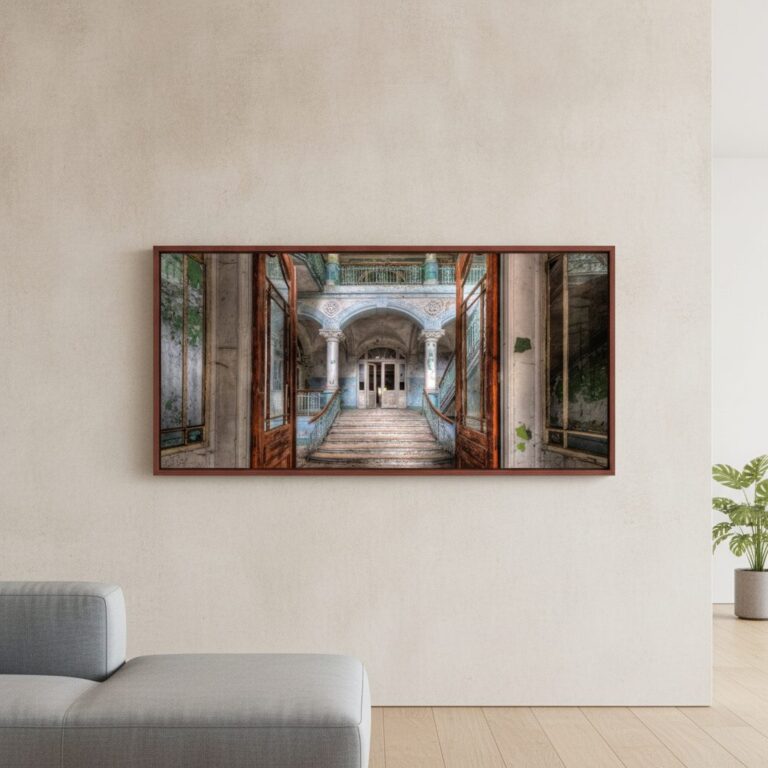 Övergiven trappa 2 — tryck på aluminium, 66×140 cm